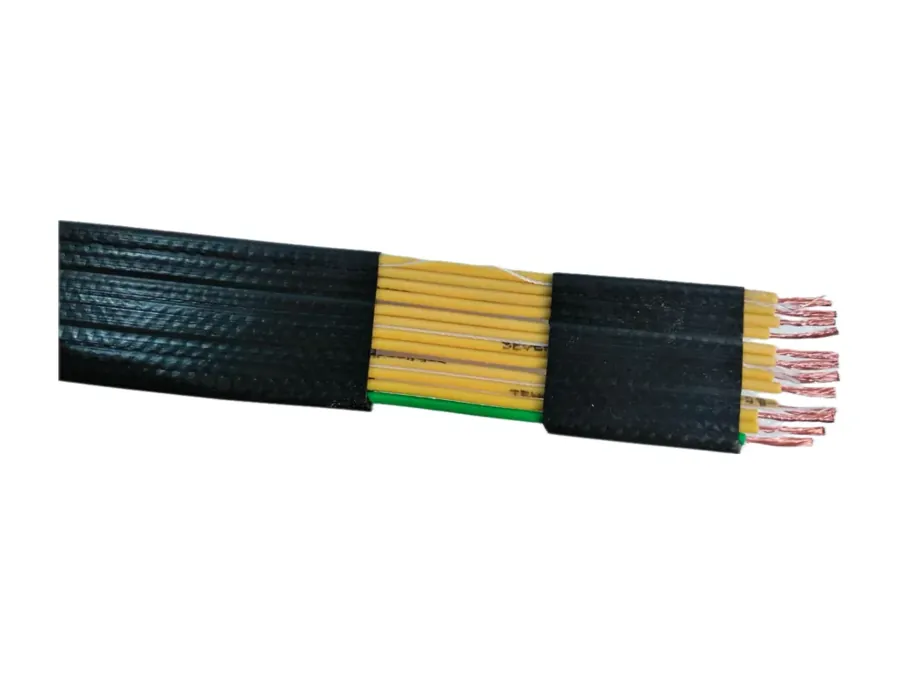 YBS 12 core flat cable with stripped yellow cores