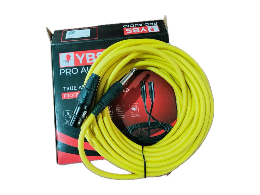 YBS eco grade microphone lead in yellow with retail box