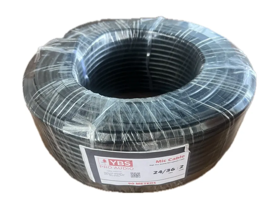 Black reel of YBS 24/36 two core microphone cable